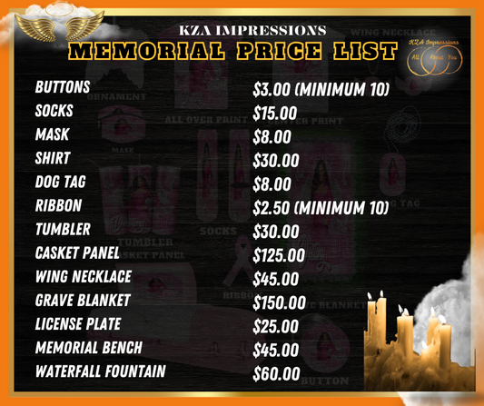 Memorial Price List Template